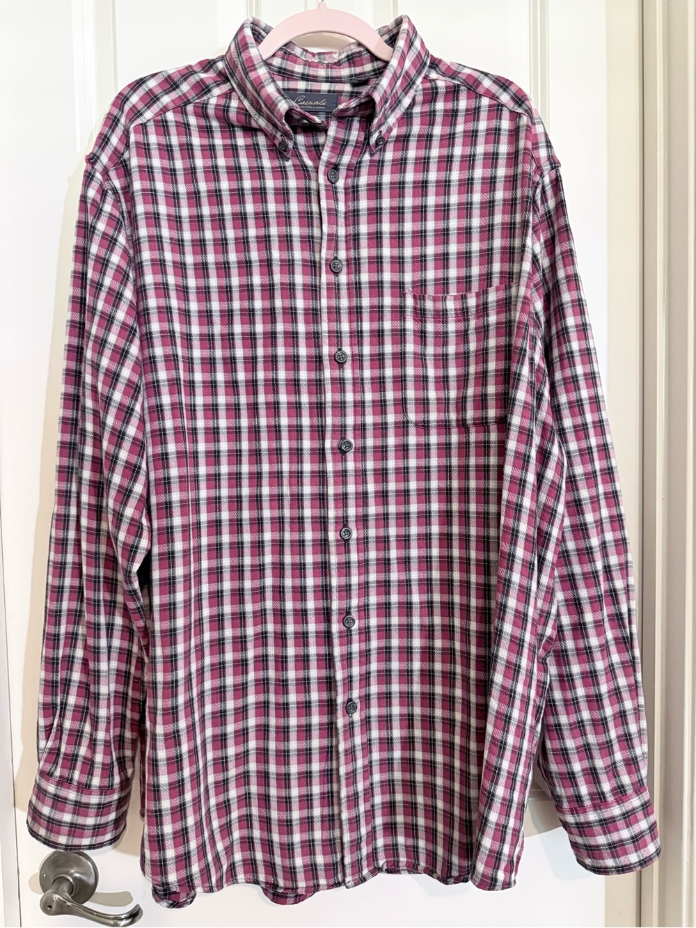Roundtree & Yorke Soft Red Plaid Long-Sleeve Button-Down Shirt